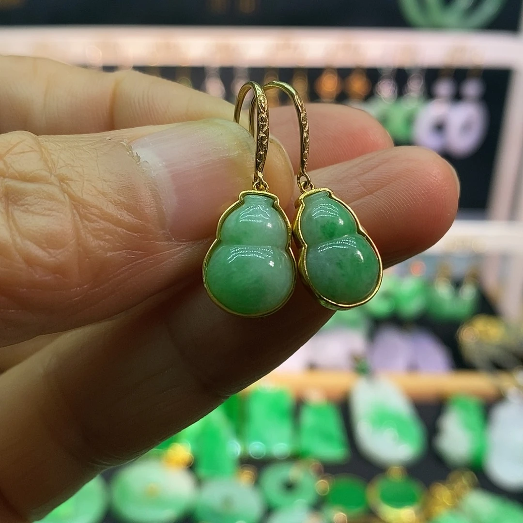 翡翠18K金镶嵌耳饰耳饰