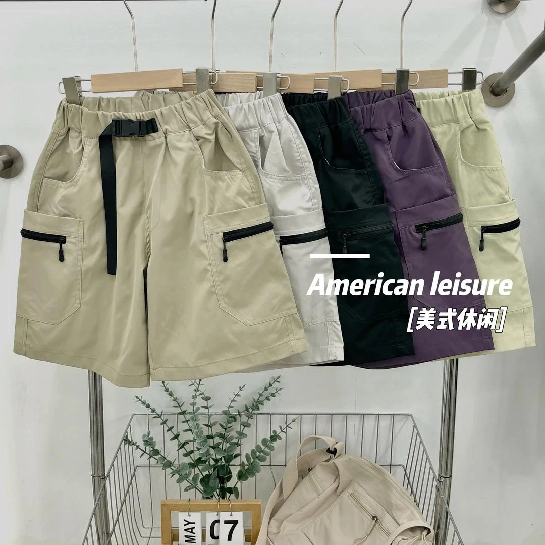 机能工装短裤/夏季儿童外穿工装裤男女童休闲短裤韩版炸街五分裤