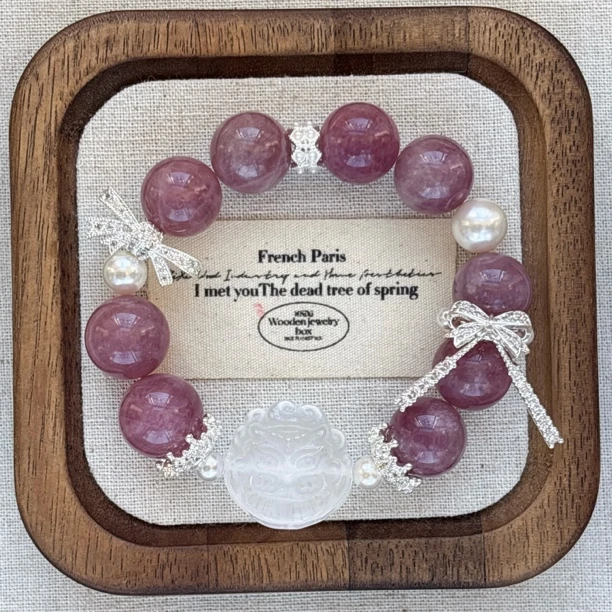 【老矿紫马粉】狐牌蝴蝶结重工设计款手串A034S076