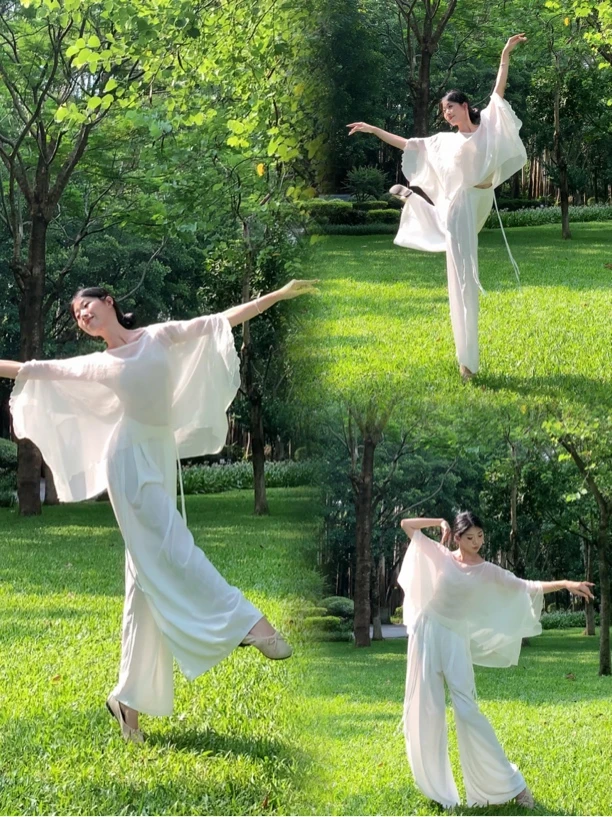 A06古典舞身韵飘逸仙气罩衫现代形体练功宽松舞蹈练功服