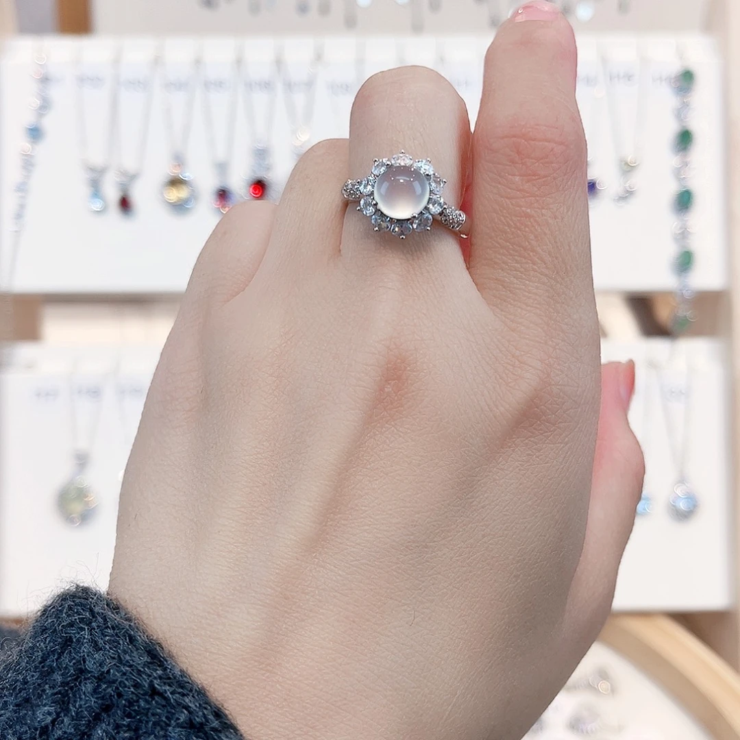 岫玉银S925镶嵌戒指