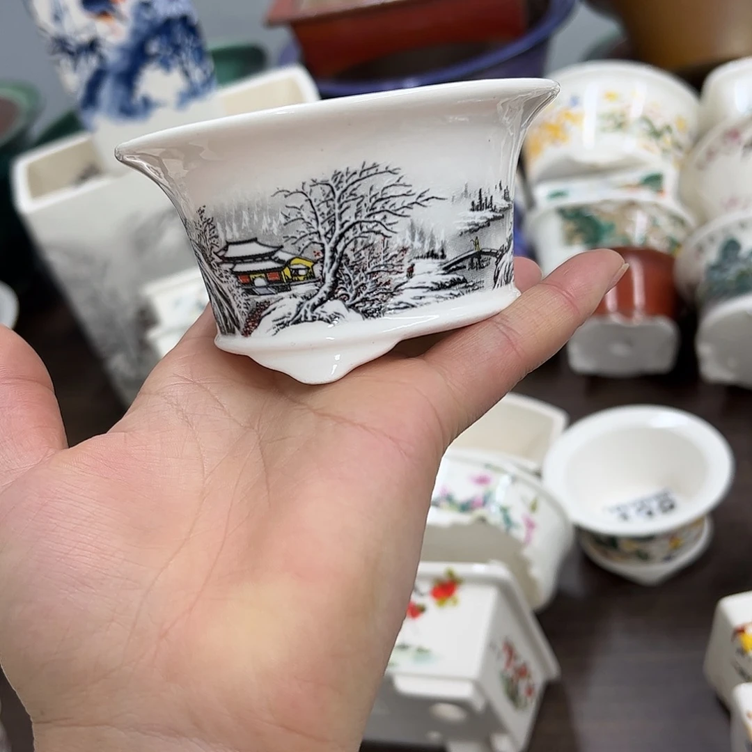 紫砂花盆169号10/5cm雪景小圆盆