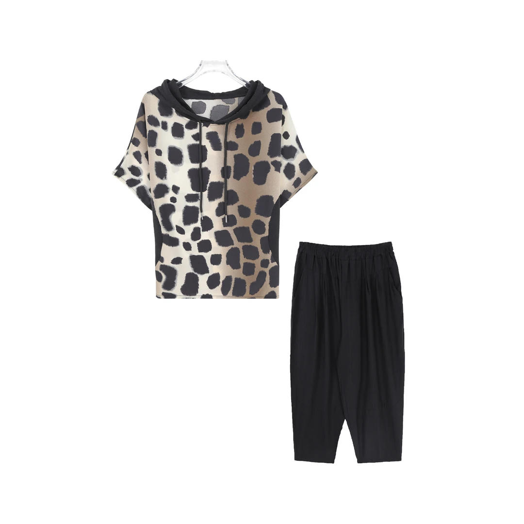 水墨印花套装宽松显瘦短袖哈伦裤两件套Z11