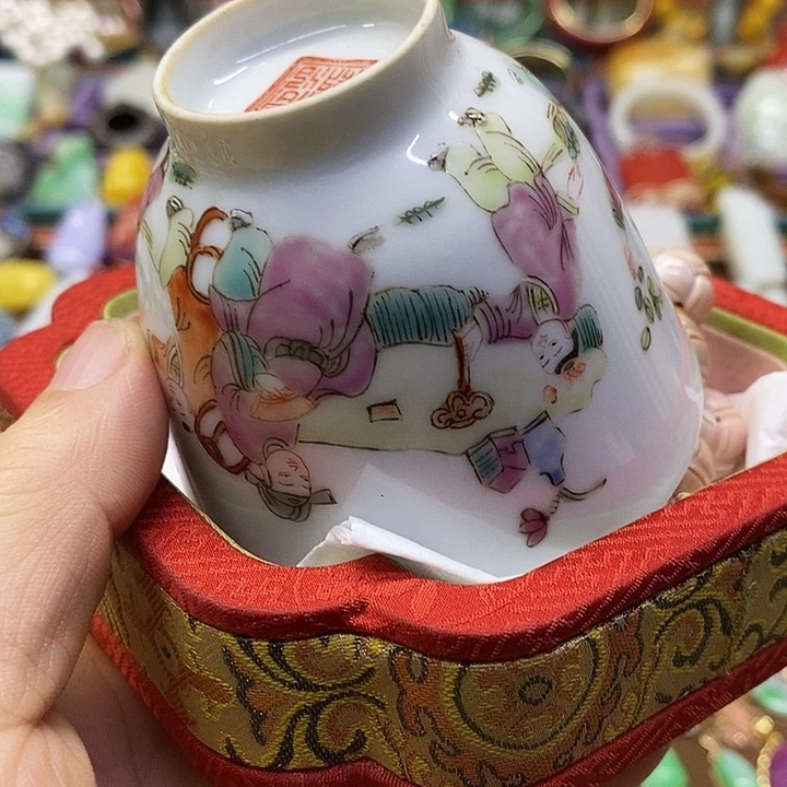 用***9青花手绘小主人杯子