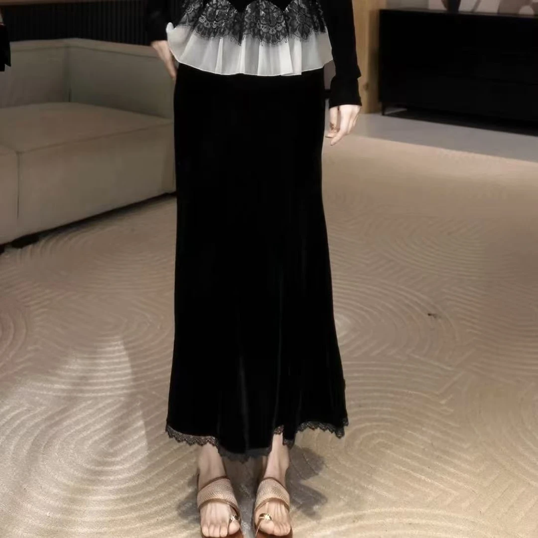 秋季新款气质法式丝绒百搭设计感显瘦时尚半身裙A135