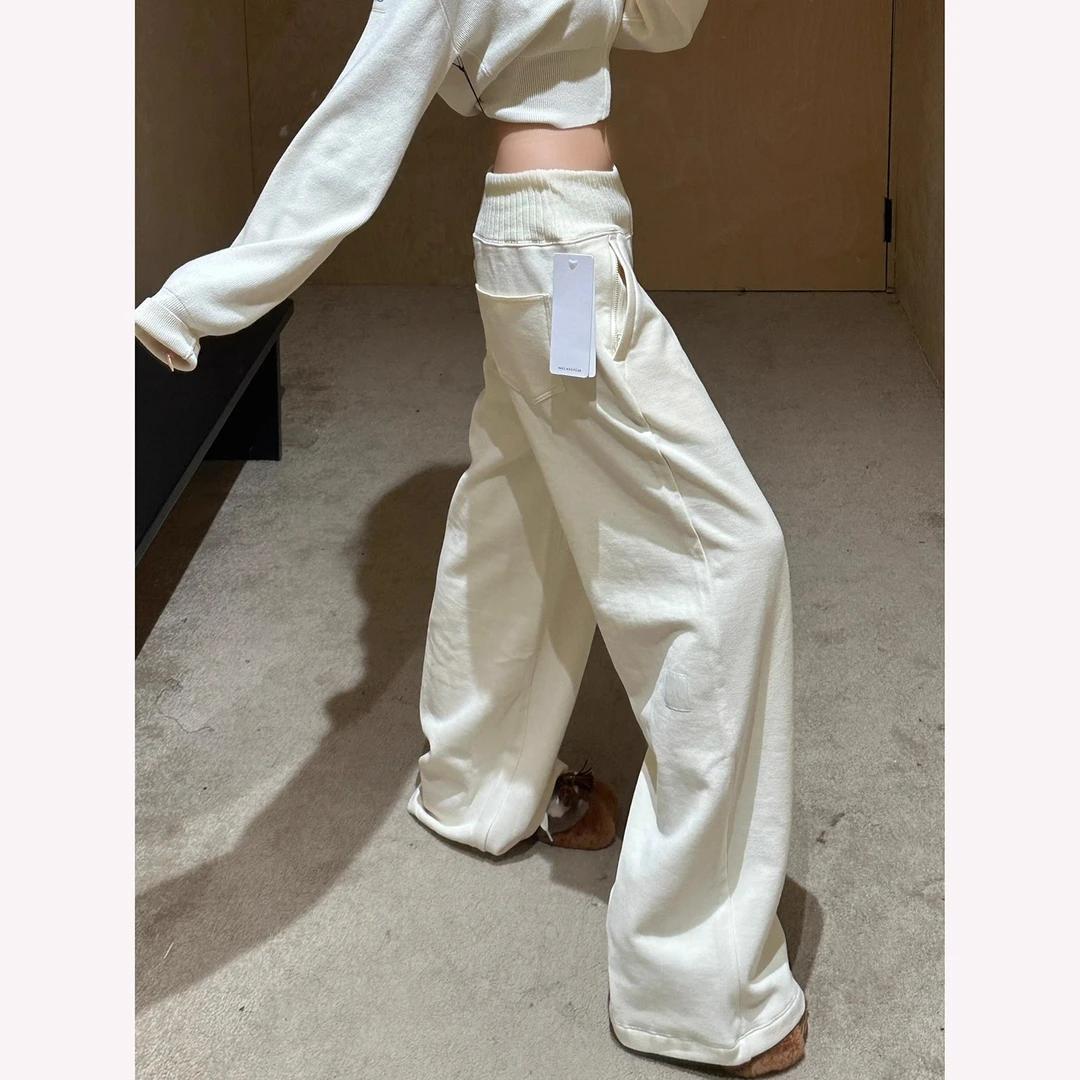 休闲阔腿糯米裤子女秋冬季2025新款爆款加厚宽松bf慵懒风运动卫裤