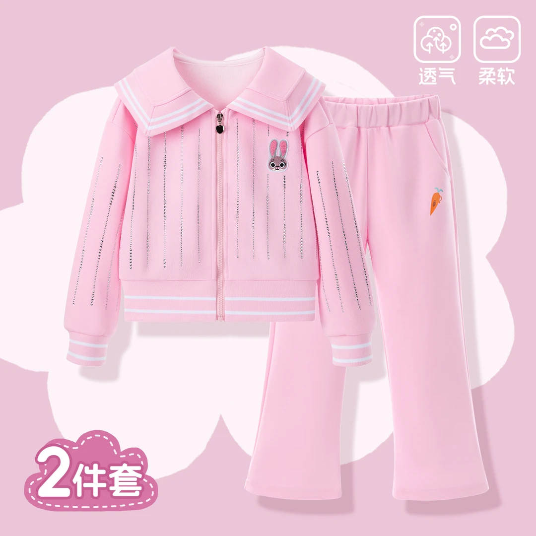 迪士尼儿童套装休闲公主风洋气小套装2025新款爆款小女孩童装反季