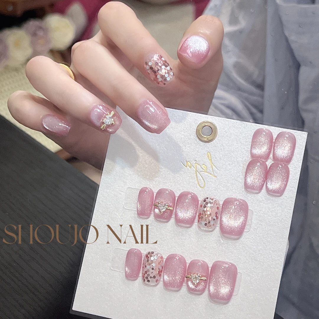 【心动】（14片）春季夏季百搭锆石爆闪猫眼闪片色彩纯手工穿戴甲