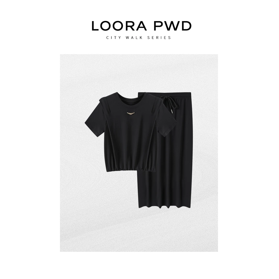 LOORAPWD/罗拉密码 薄款T恤+半裙休闲套装25CJBD0141N