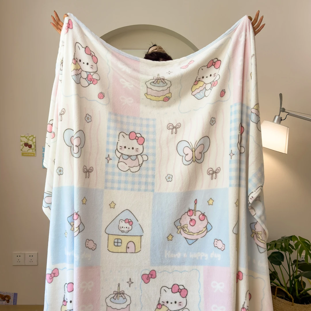 可爱卡通风牛奶绒毛毯办公室午睡盖毯儿童双面绒小毯子单人盖腿毯