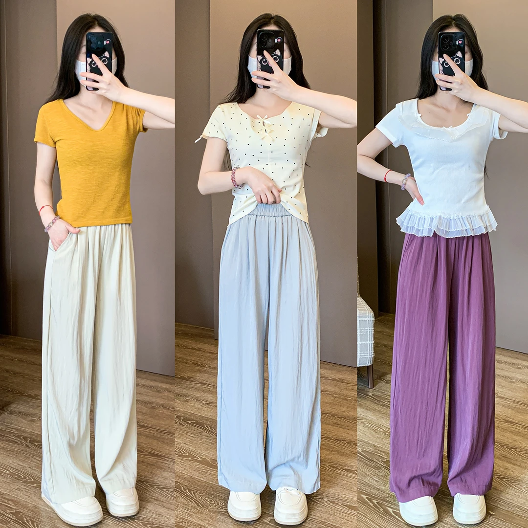 小个子山本裤女夏秋季新款窄版阔腿裤高腰慵懒宽松显瘦垂感休闲裤