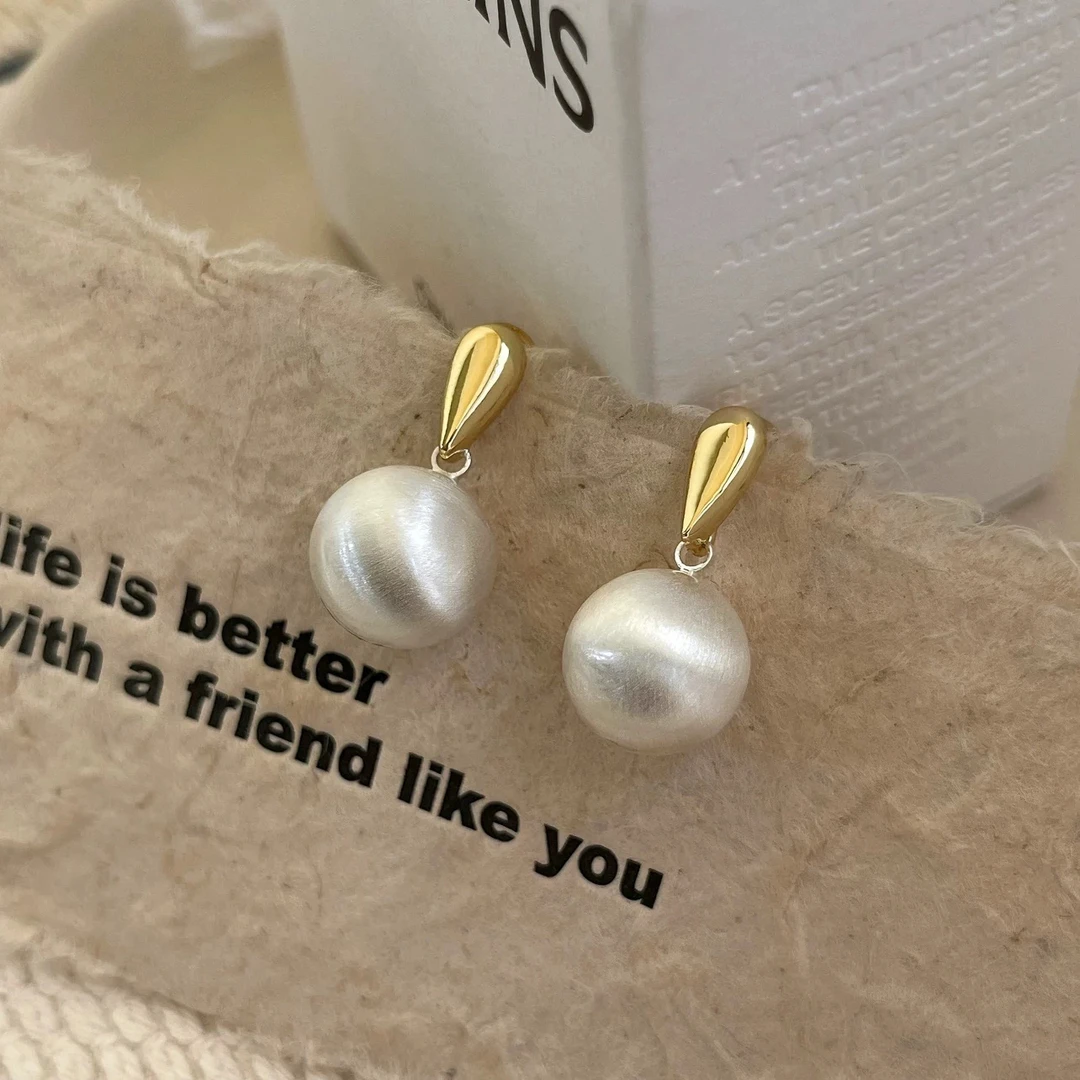 铜合金耳饰 「巨百搭~」新款拉丝银色吊坠气质耳钉  A140