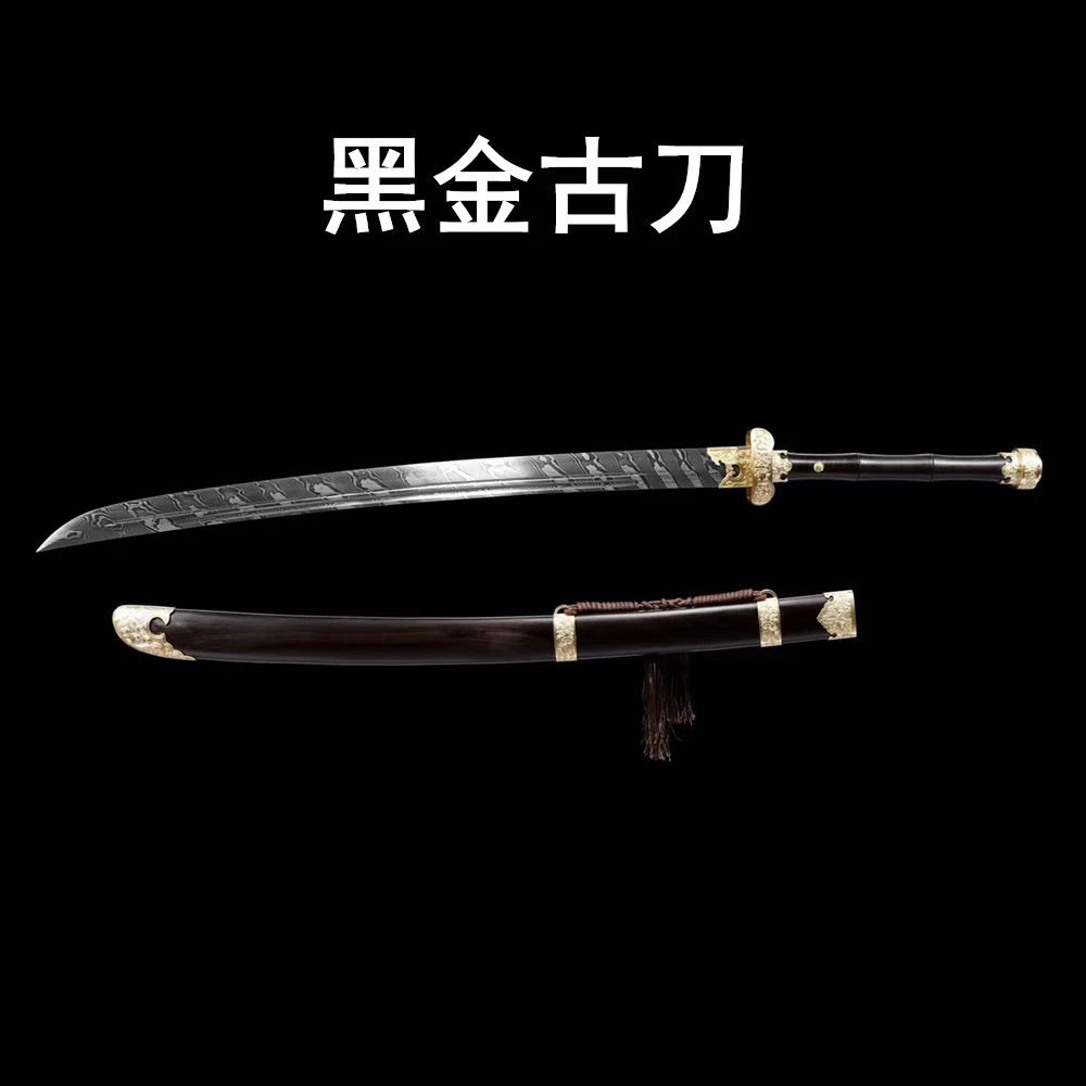 龙泉刀剑古法锻打大马黑檀木黑金古刀绣春刀未开刃收藏品