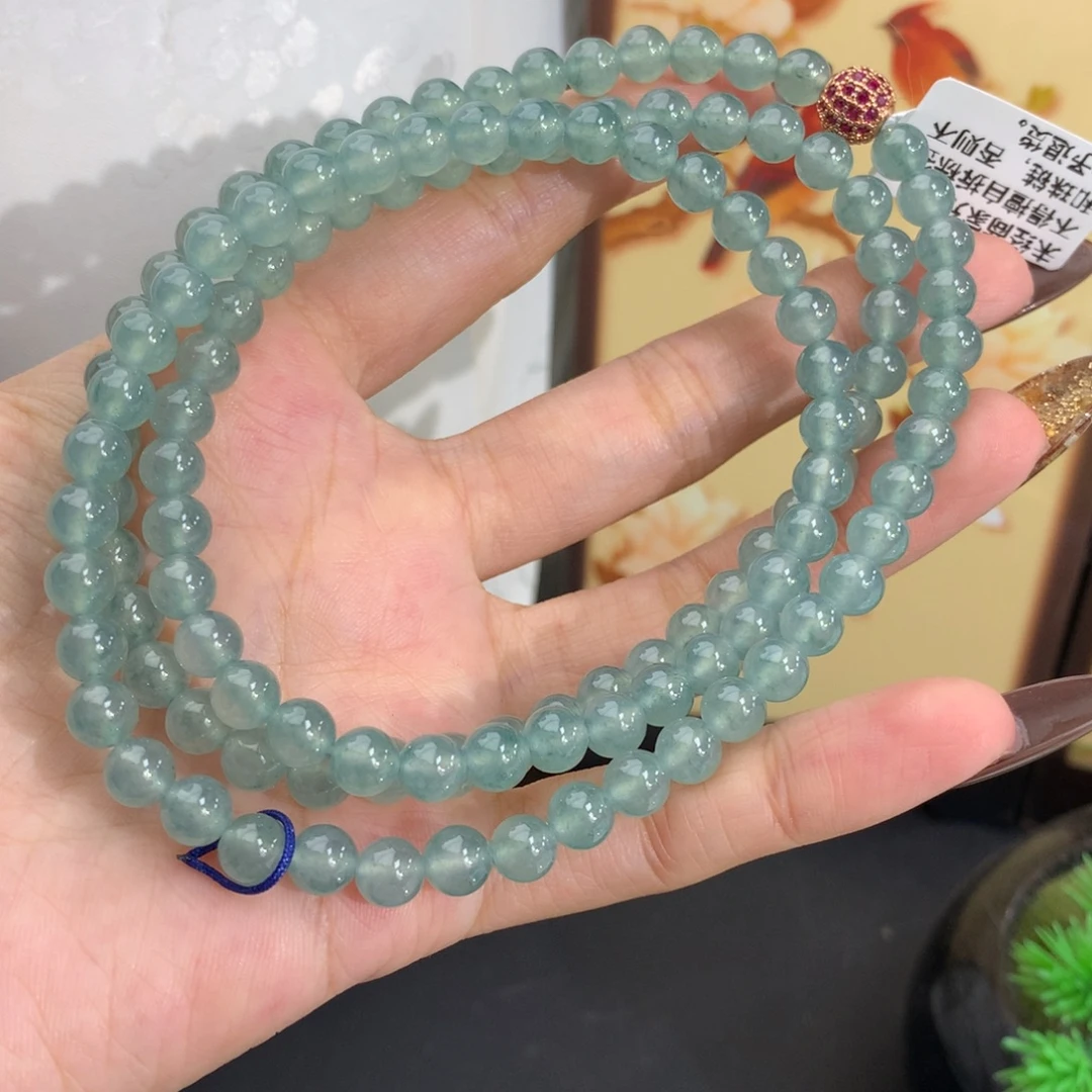 翡翠未镶嵌手串卡6冰胶蓝项链