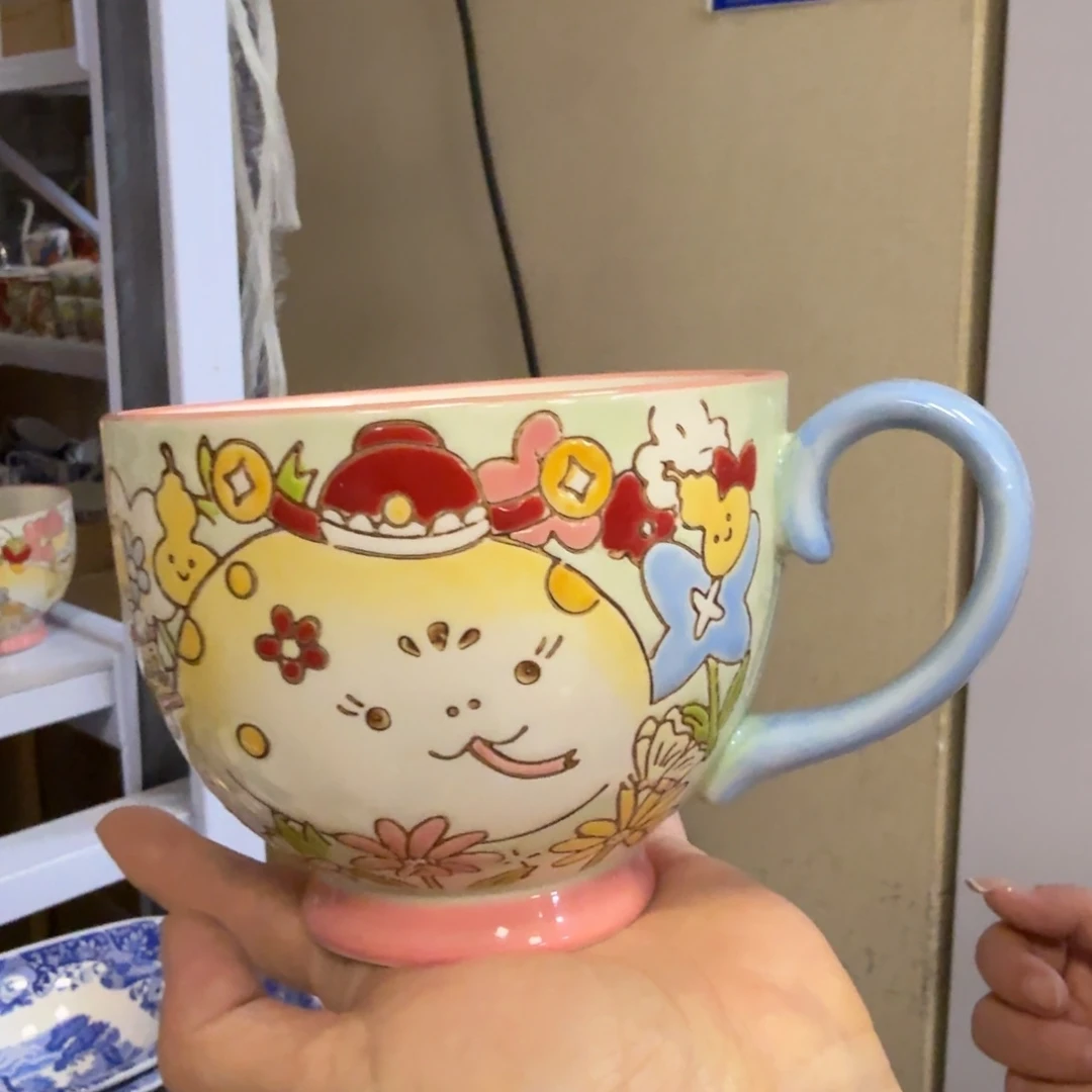 陶瓷福蛇早餐杯一只