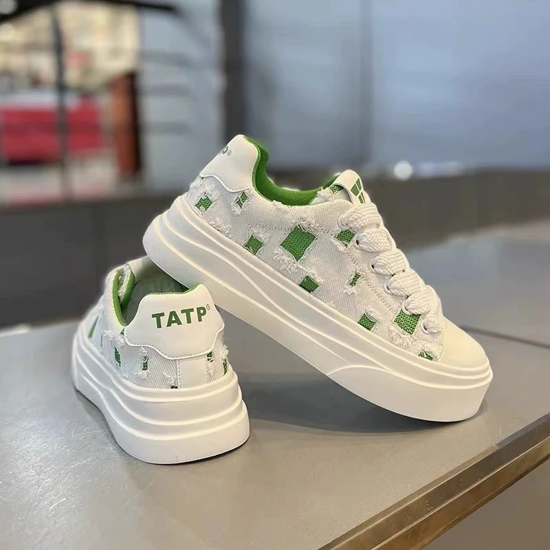 帆布男鞋秋季透气小众原创设计百搭小白鞋青少年厚底休闲运动板鞋