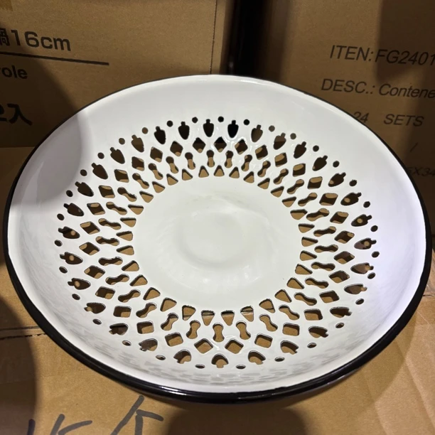 搪瓷沥水滤油篮日式水果篮镂空水果盘日式防潮面包薯条托盘烤盘