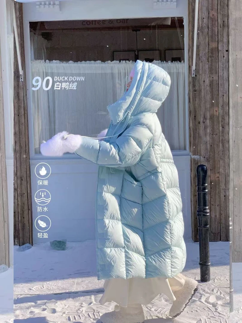 2024冬季时尚百搭泡芙梭织气质宽松连帽休闲羽绒服加厚女装088