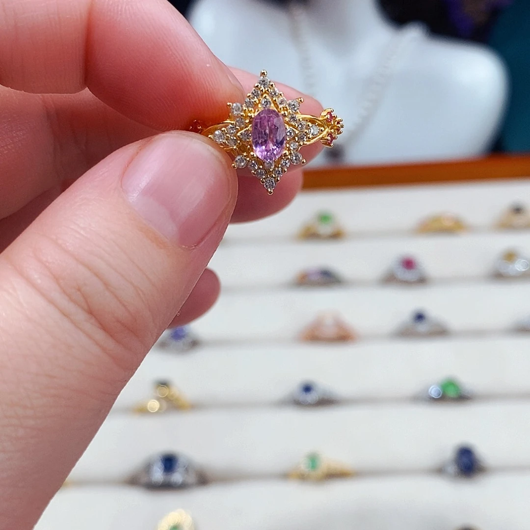 蓝宝石戒指银S925镶嵌