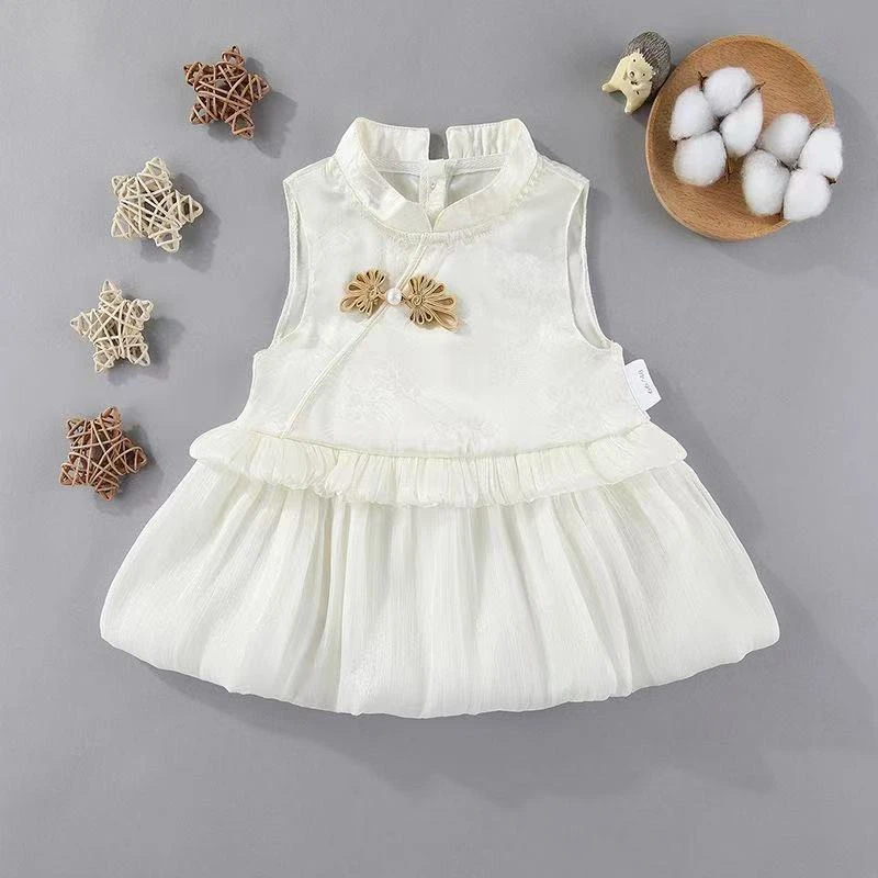 婴幼儿夏季新中式立领女宝宝无袖包屁衣裙公主薄款洋气婴儿儿童