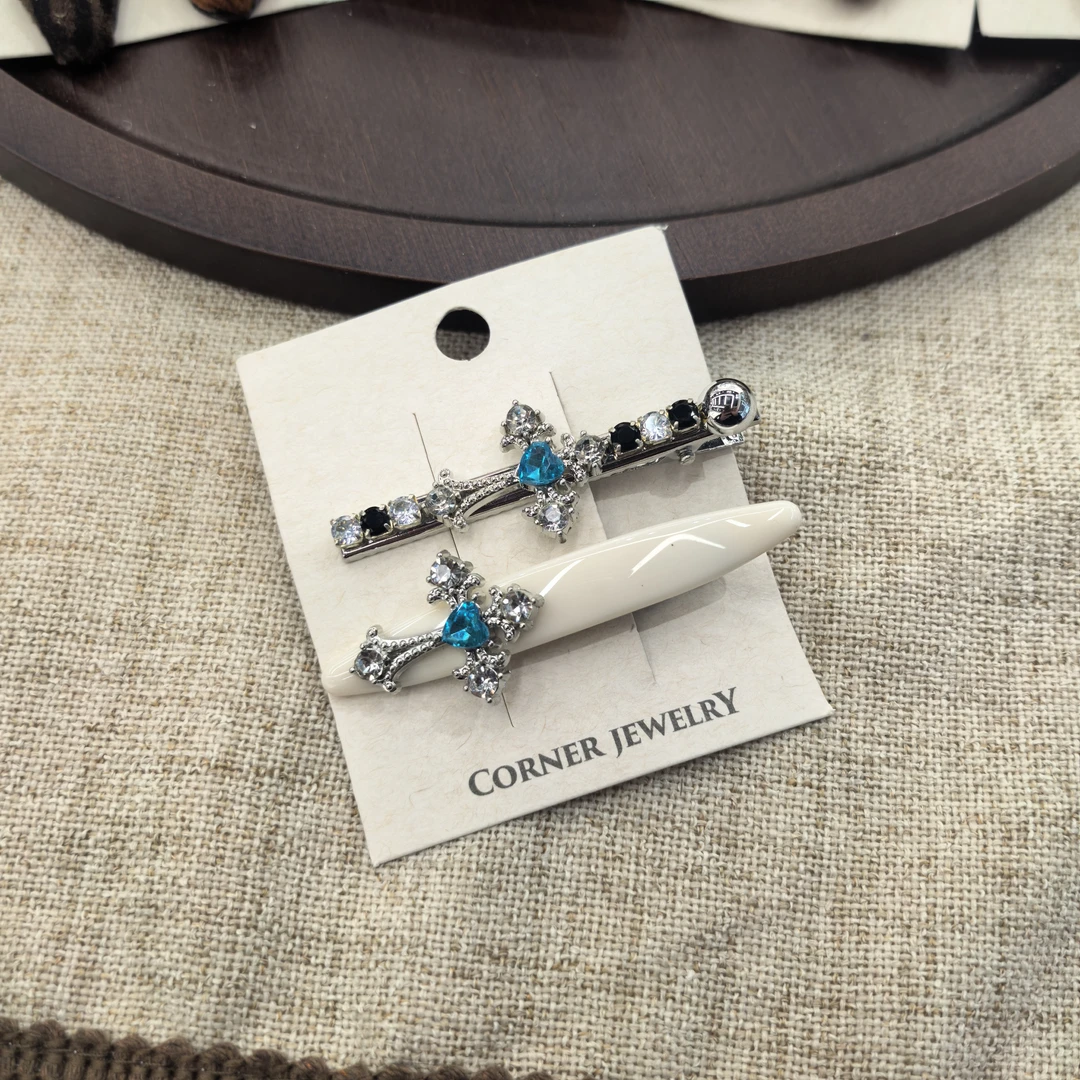 D461白色克克闪闪边夹一对