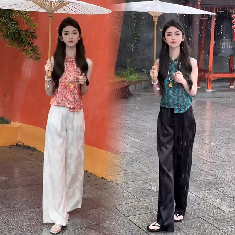 【有运费险】洋气新中式立领盘扣无袖上衣女2025夏季新款不规则衬衫