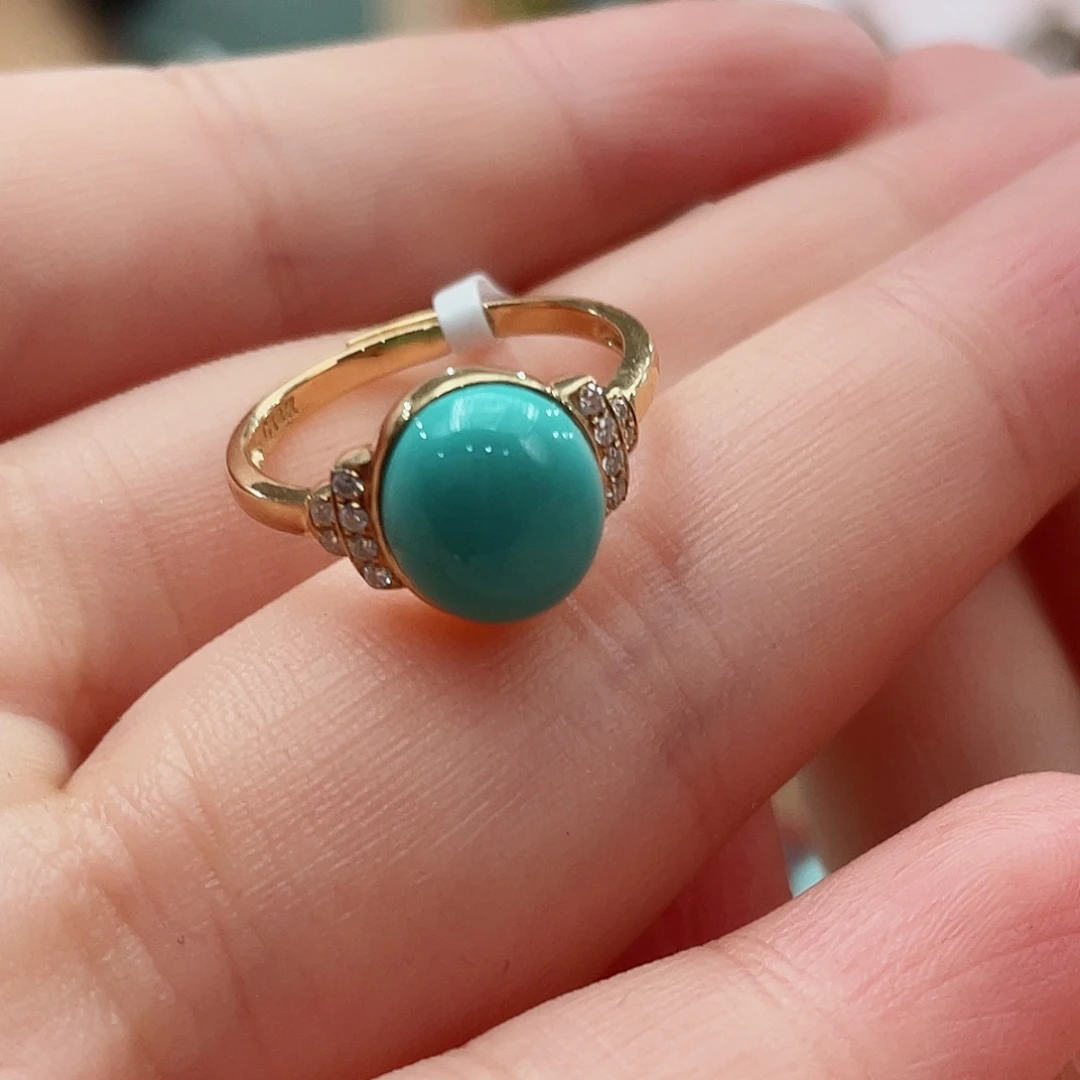 绿松石戒指18K金镶嵌