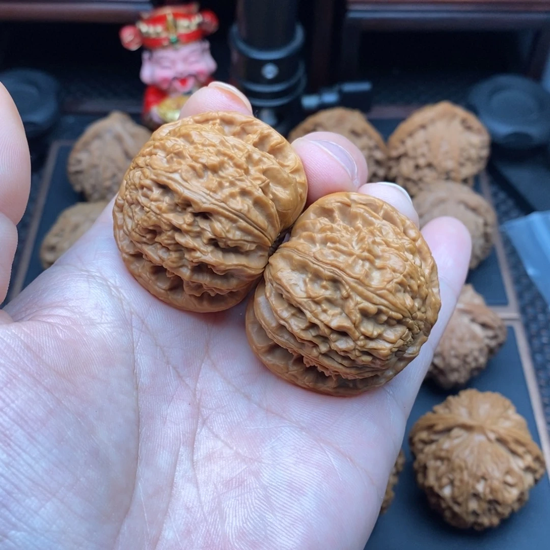 镜***月把件文玩核桃白狮子