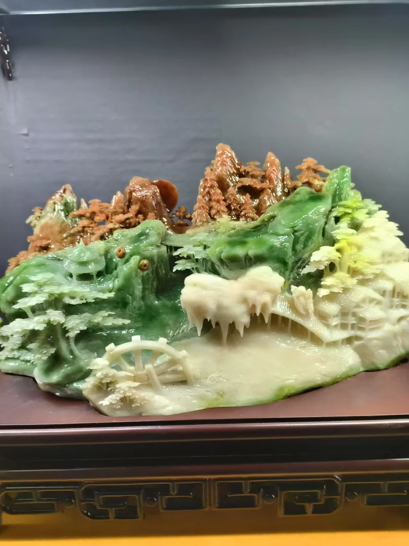 精品摆件玄关纯手工雕刻摆设中式创意直播间付米