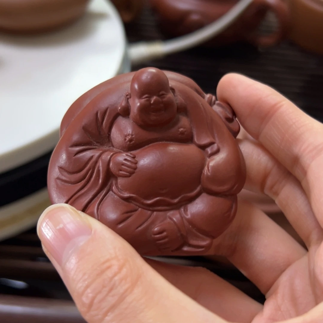 紫砂茶壶朱泥茶宠弥勒