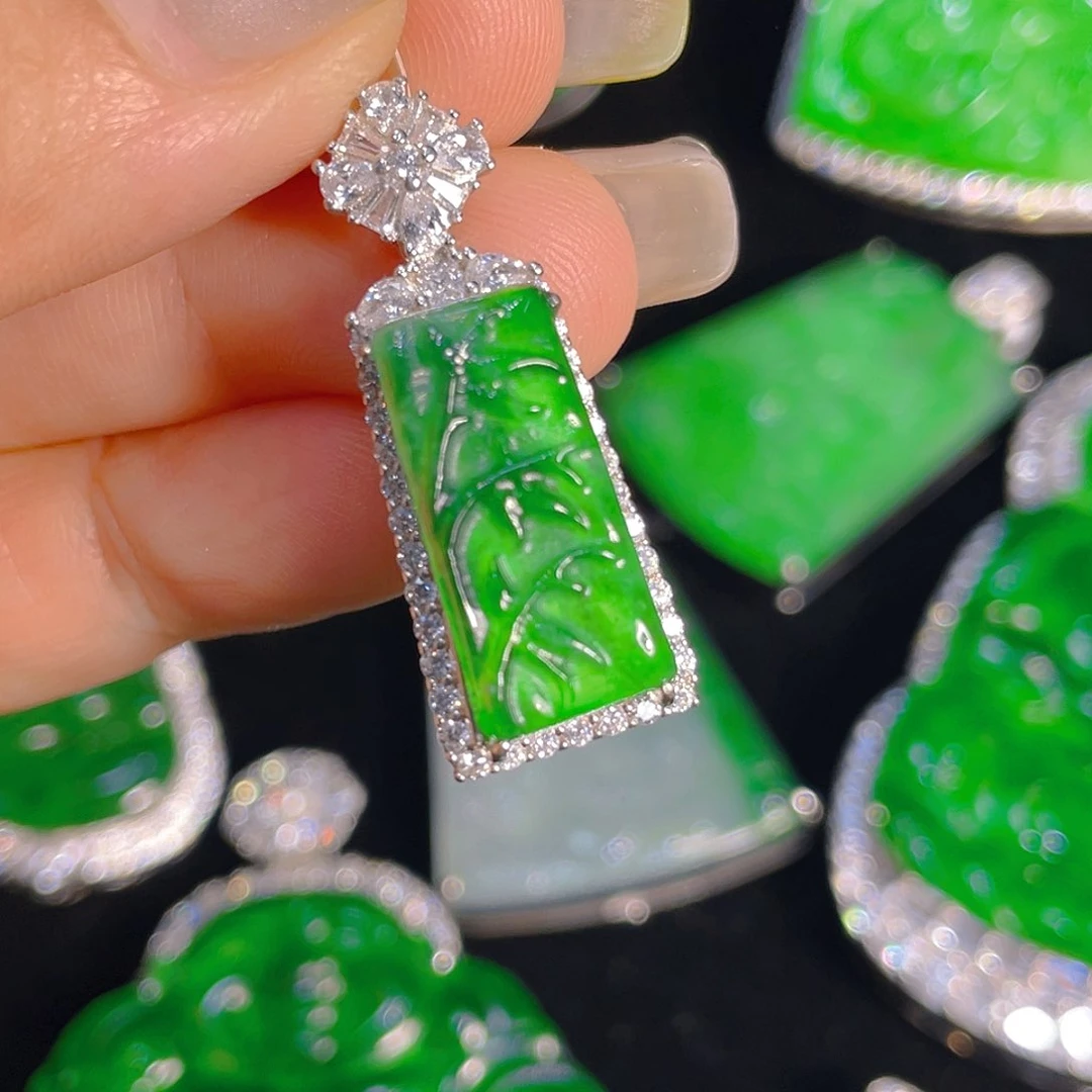 翡翠银S925镶嵌颈饰天然