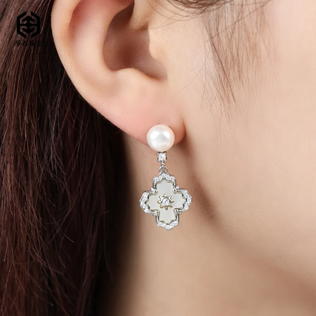 【举石珠宝】T0629-77-131淡水无核珍珠耳饰(一对/多样性发）H