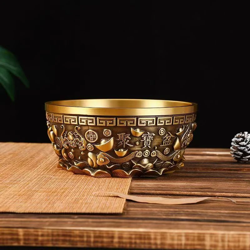 黄铜实心招财米缸沈万三同款家居客厅装饰