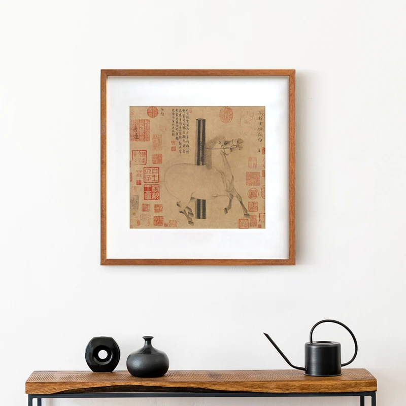 韩干《照夜白》中式装饰画宣纸实木榫卯餐厅玄关挂画DL004国画系列