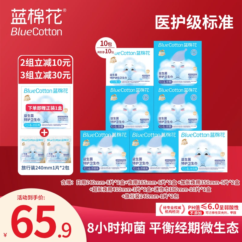 蓝棉花EO灭菌【医护级】特护超薄透气消毒零绒毛浆零荧光剂超薄抑菌