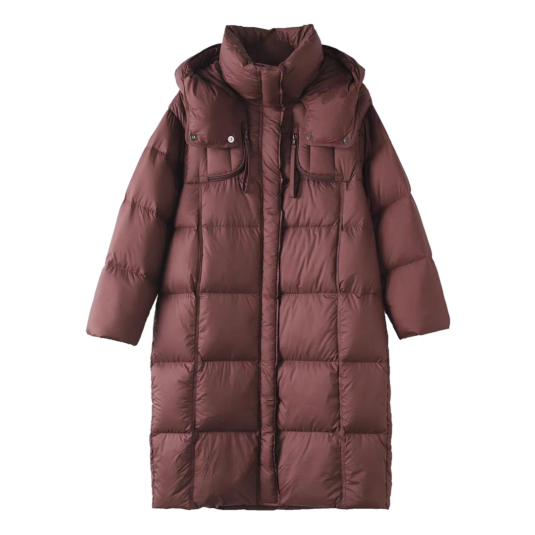 【2362】加厚保暖羽绒服女连帽2025冬季新款时尚中长款外套