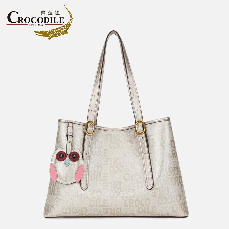 鳄鱼恤CB00048鳄鱼恤双排字母纹手提包珠光色女包
