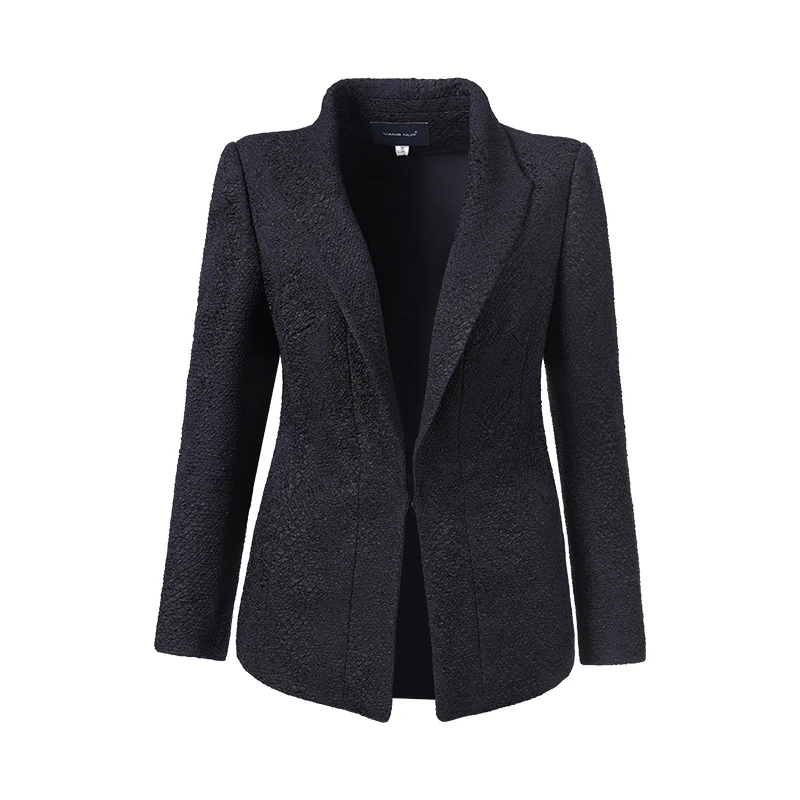 靓诺机理立领上衣短款冬季气质时尚LS15328A黑色春秋百搭秋冬