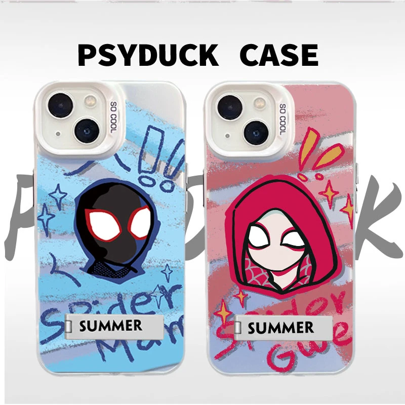 适用苹果华为一加小米蜘蛛侠彩银白底卡通动漫防摔手机壳