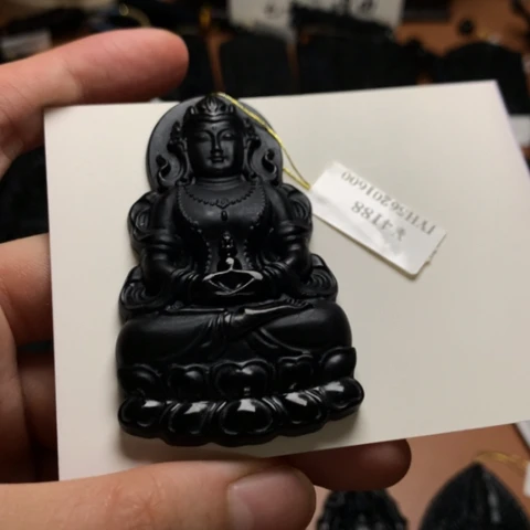 一**气天然缅甸a货钢琴黑挂件