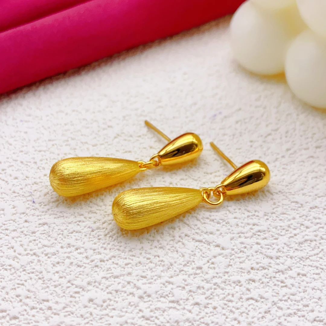 【木韵阁】足金999黄金5D水滴耳针时尚百搭 4.01