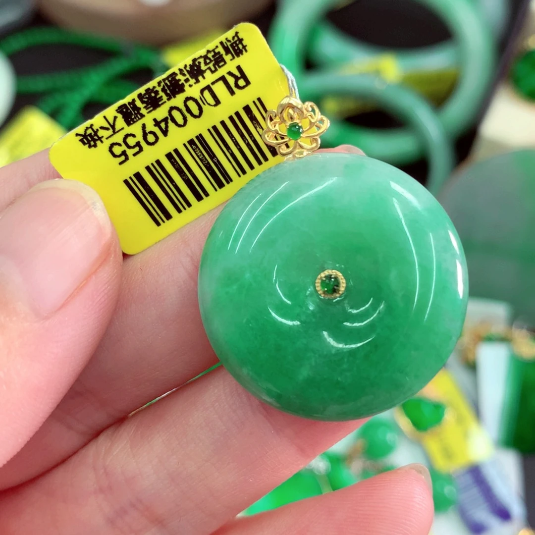 翡翠18K金镶嵌吊坠(不含链)