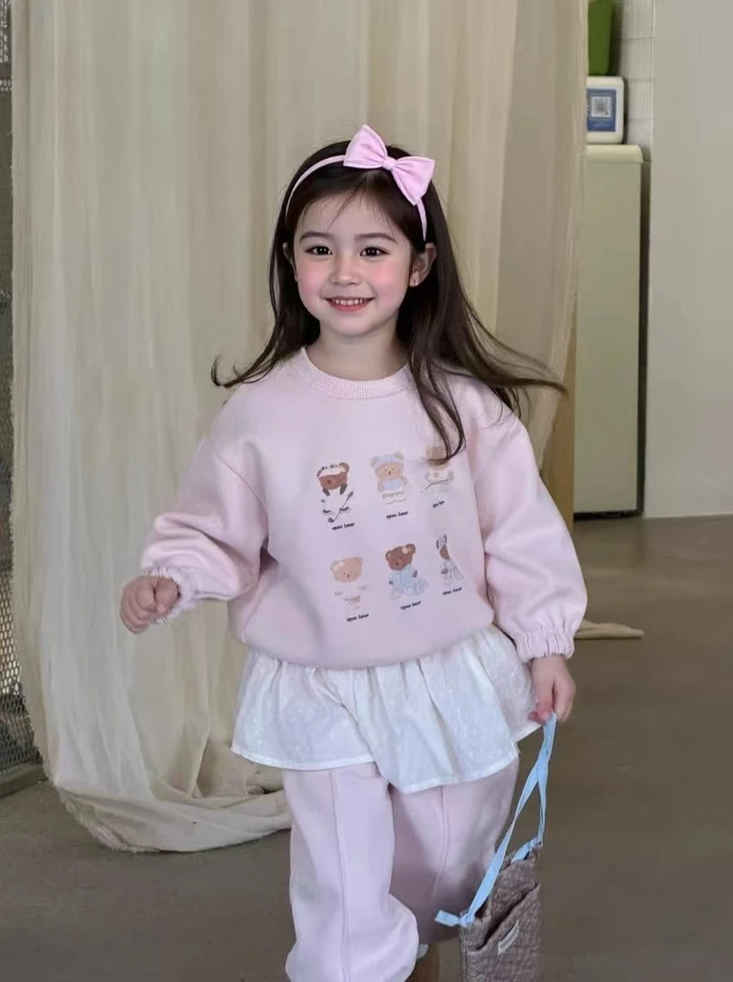 Q715  (NO退换) 小熊印花套装  LUOLA品牌童装