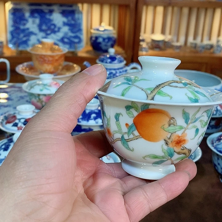 錡镇堂手工手绘盖碗