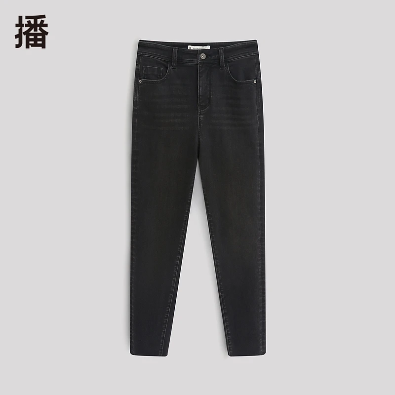 【达人专属】播黑色裤子BDQ4KD1387简约直筒弹力破洞F5
