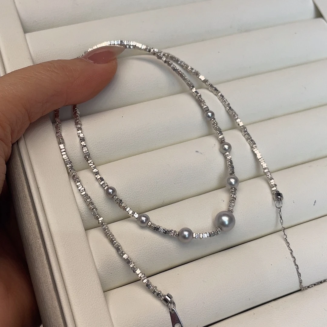 海水珍珠银S925镶嵌颈饰