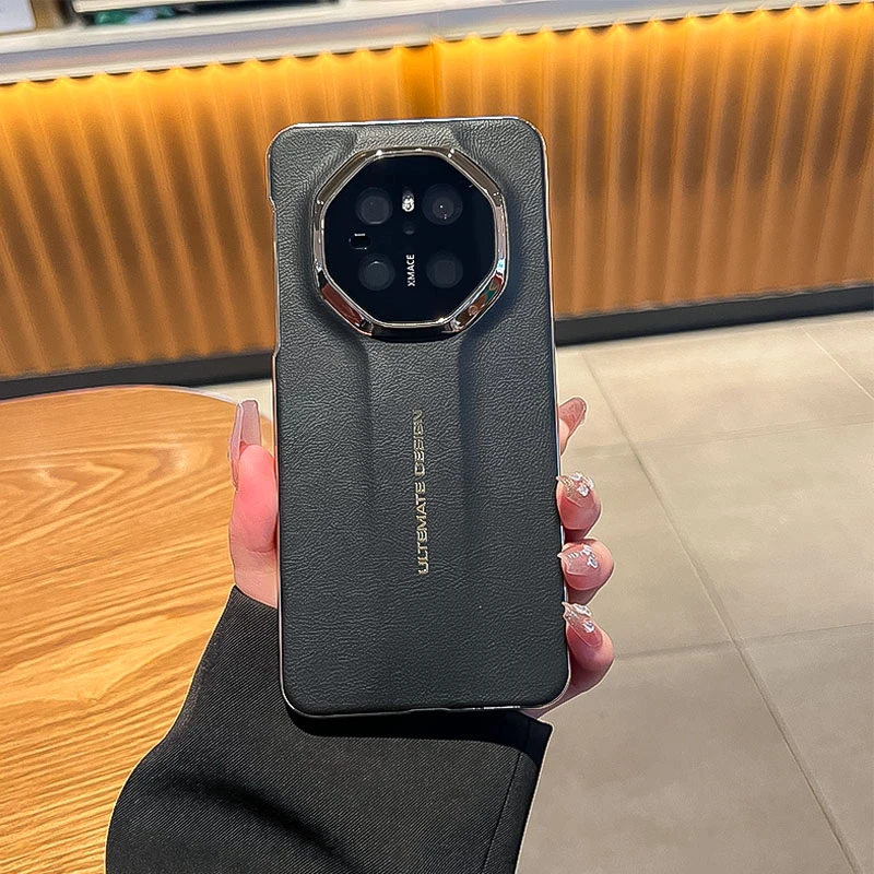 适用华为mate70手机壳mate80商务mate60电镀Air镜头全包RS皮纹壳