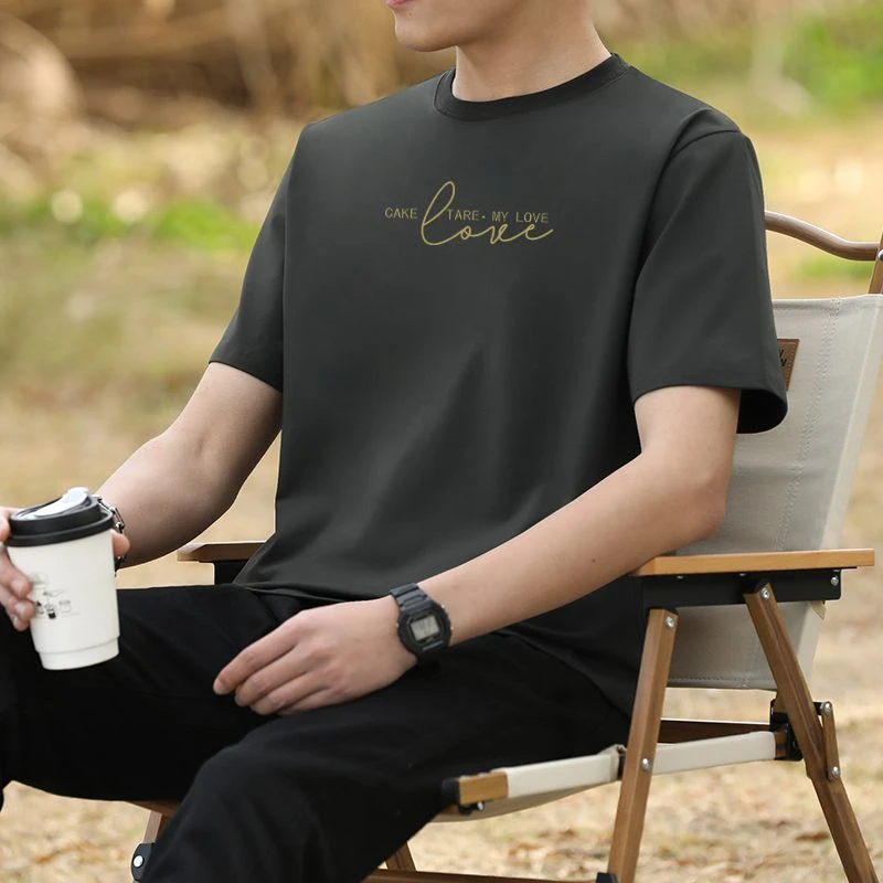 男士短袖2025冰丝新款打底潮流半袖体恤宽松夏季帅气休闲修身上衣