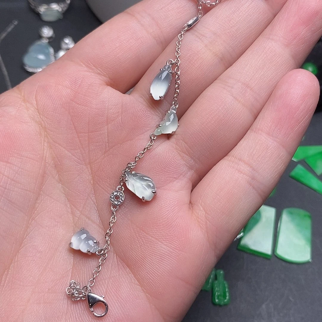 翡翠颈饰银S925镶嵌手链