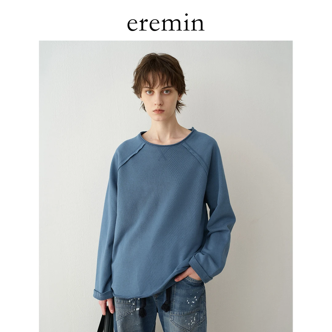 DE Mincollection卷边卫衣2.0/慵懒风插肩袖廓形毛圈卫衣55747